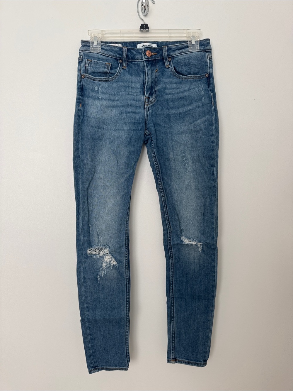 Vigoss Classic Blue Distressed Women's Skinny Jeans